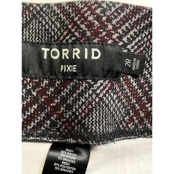 Pixie Skinny Luxe Ponte High Rise Pants Herringbone Plaid Gray Size 2X Pockets - Picture 4 of 10